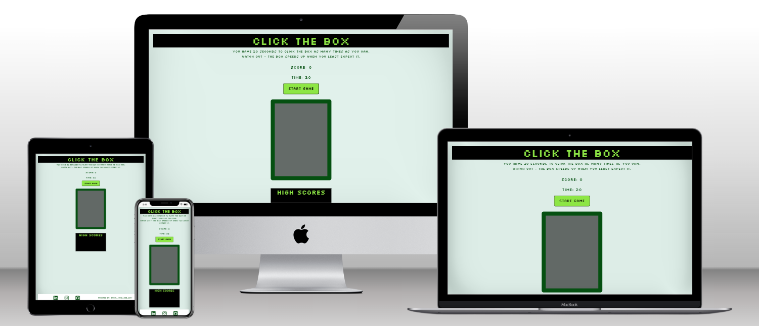 Click the Box game website home page mock-up