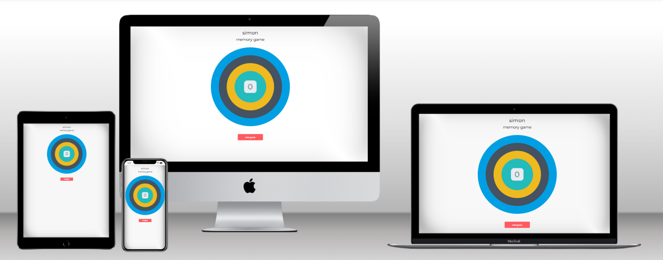 Simon Memory Game home page mock-up
